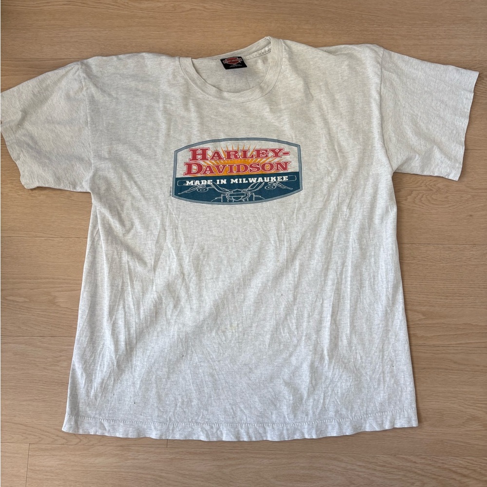 Harley-Davidson Single-Stitch Light Gray T-Shirt with Logo